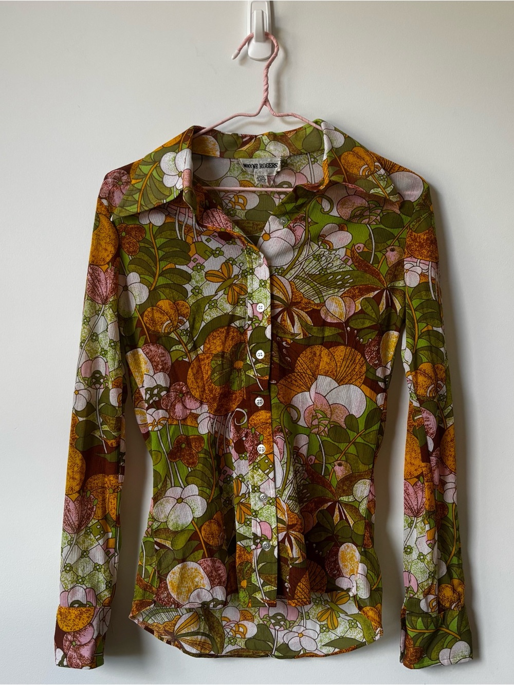 vintage 70s floral button down